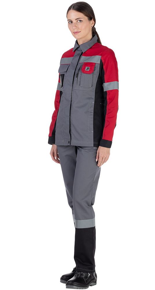 Куртка женская рабочая летняя для ИТР Виват NEW серо-черно-красная